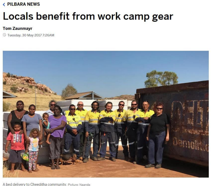Pilbara News-Locals Benefit from Work Camp Gear.